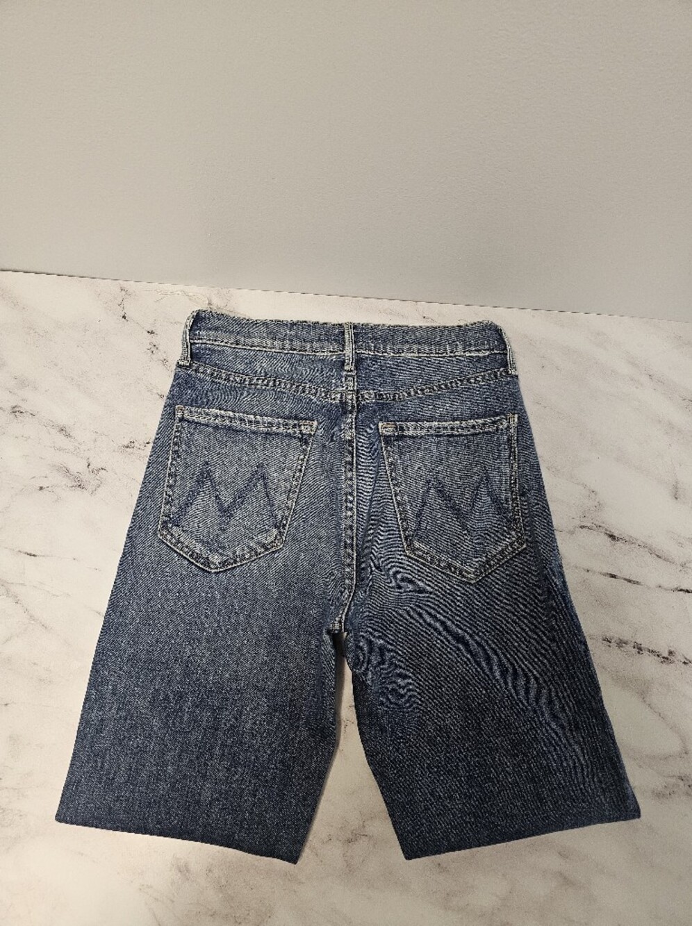 MOTHER The Pixie Dazzler Ankle Fray Straight Leg Love Pop Blue Jeans 27 Preowned - Picture 6 of 11